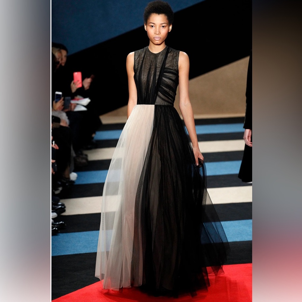 Rare NWOT DEREK LAM Runway Silk and Tulle Maxi Gown